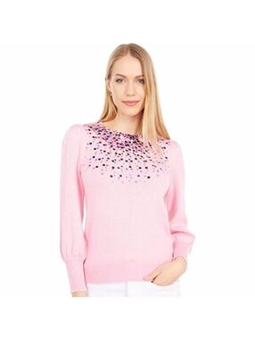Lilly Pulitzer Ginny Sequin Sweater Pink Blossom Confetti Sequin Size XS